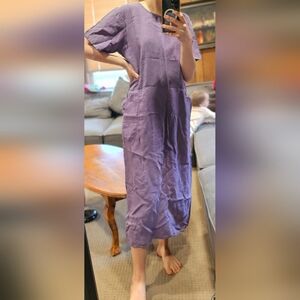 Flax Purple Raglan Sleeve Midi Dress